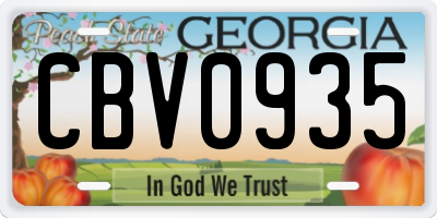 GA license plate CBV0935
