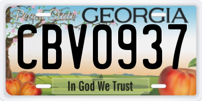 GA license plate CBV0937