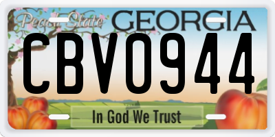 GA license plate CBV0944