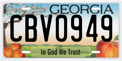 GA license plate CBV0949
