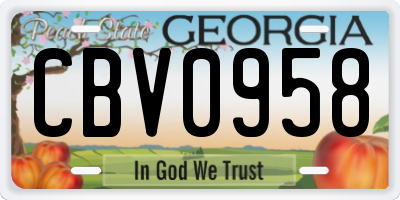 GA license plate CBV0958