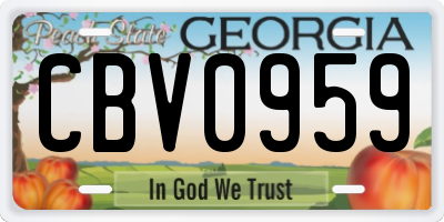 GA license plate CBV0959