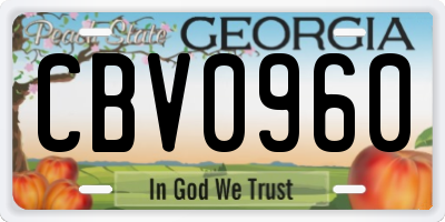 GA license plate CBV0960