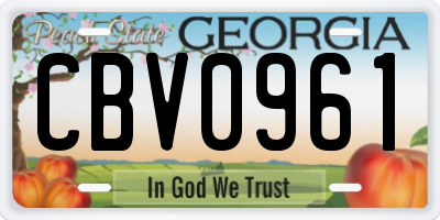 GA license plate CBV0961