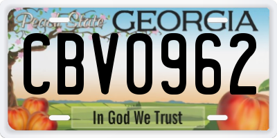 GA license plate CBV0962