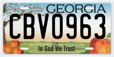GA license plate CBV0963