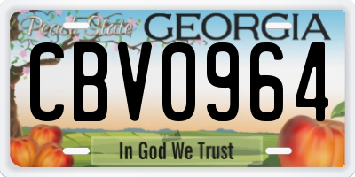 GA license plate CBV0964