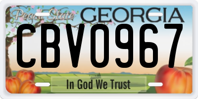 GA license plate CBV0967