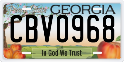 GA license plate CBV0968