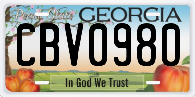 GA license plate CBV0980