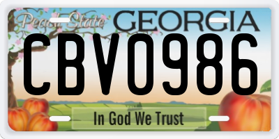 GA license plate CBV0986