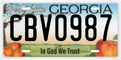 GA license plate CBV0987
