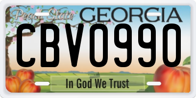 GA license plate CBV0990