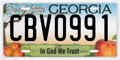 GA license plate CBV0991