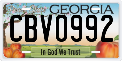 GA license plate CBV0992