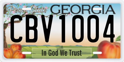GA license plate CBV1004