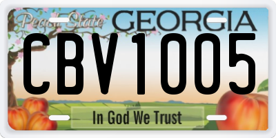 GA license plate CBV1005