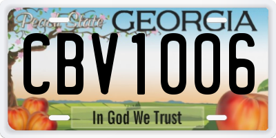 GA license plate CBV1006