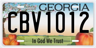 GA license plate CBV1012