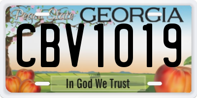GA license plate CBV1019