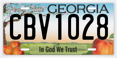 GA license plate CBV1028