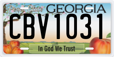 GA license plate CBV1031