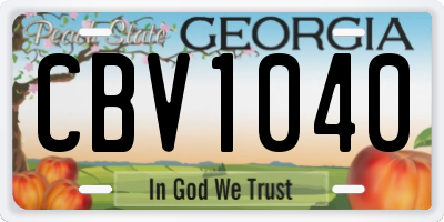 GA license plate CBV1040