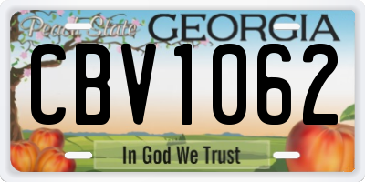 GA license plate CBV1062