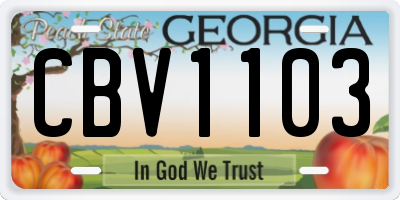 GA license plate CBV1103