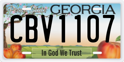 GA license plate CBV1107