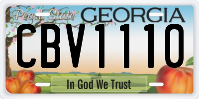 GA license plate CBV1110