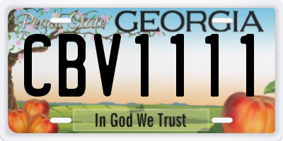 GA license plate CBV1111