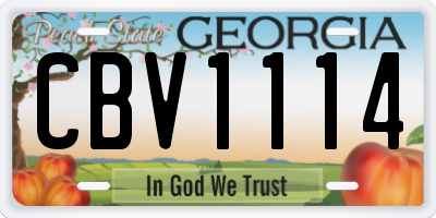 GA license plate CBV1114
