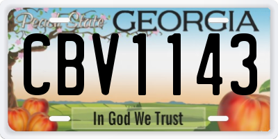 GA license plate CBV1143