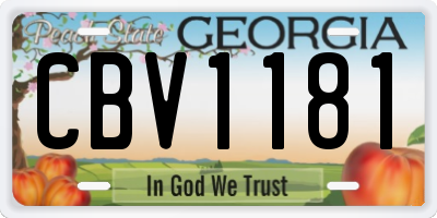 GA license plate CBV1181