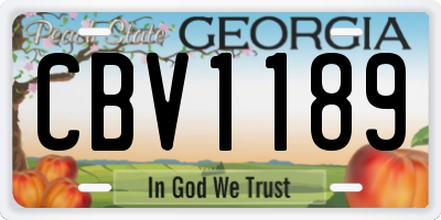 GA license plate CBV1189