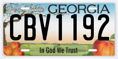 GA license plate CBV1192