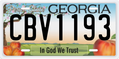 GA license plate CBV1193