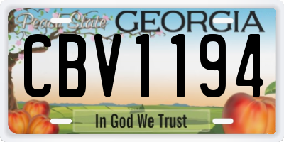 GA license plate CBV1194