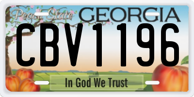 GA license plate CBV1196