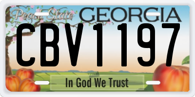 GA license plate CBV1197