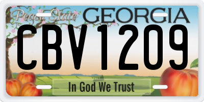 GA license plate CBV1209