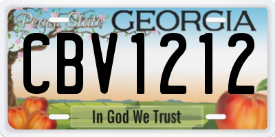 GA license plate CBV1212