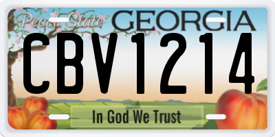 GA license plate CBV1214