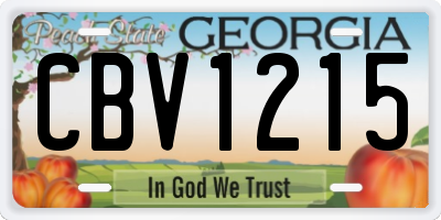 GA license plate CBV1215