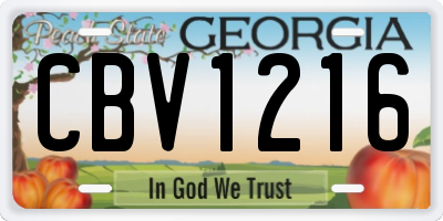 GA license plate CBV1216