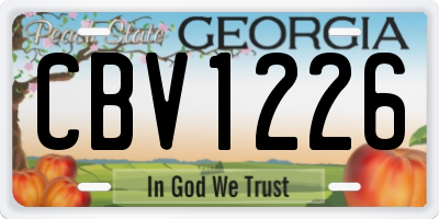 GA license plate CBV1226