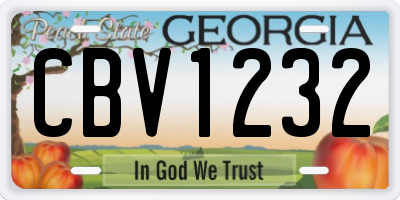 GA license plate CBV1232