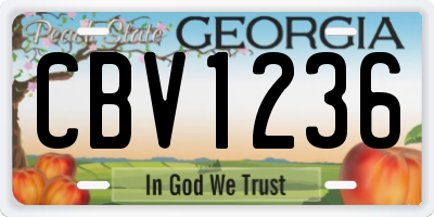 GA license plate CBV1236