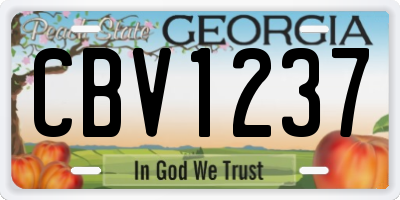 GA license plate CBV1237